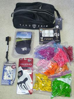 Golf Accessories: Nike Bag, Glove, Balls, Tees, Iron Covers,