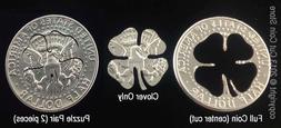 Marker Good Luck Four 4-leaf Clover Cut Coin 50&cent; Usa Half D
